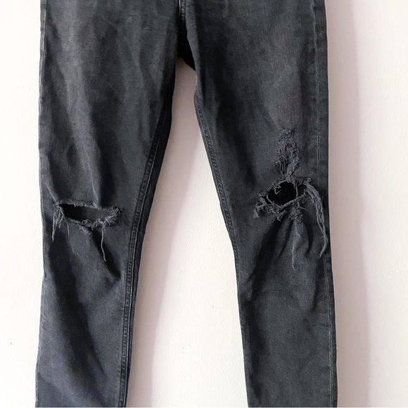 Agolde Nico High Rise Distressed Skinny Jeans In Black Cassette Size 25 - Picture 4 of 12